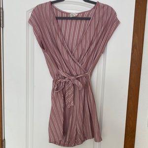 Caution to the Wind pink striped romper
